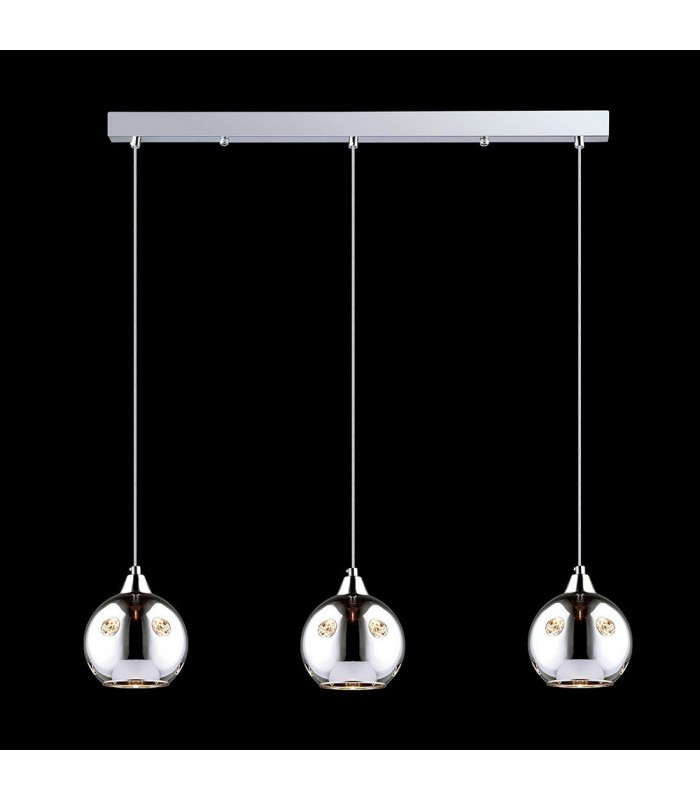 Hanging Pendant Chrome 3 Light  with Glass Shade, E14 - 1