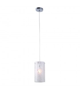 Modern Hanging Pendant Chrome 1 Light  with Fabric Shade, E27 - 1