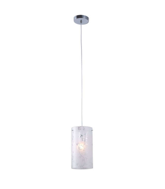 Modern Hanging Pendant Chrome 1 Light  with Fabric Shade, E27 - 1