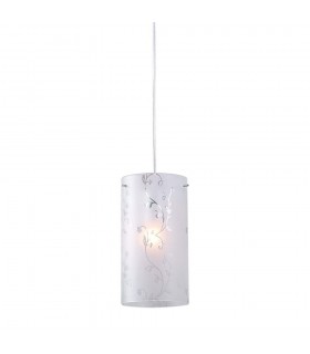 Modern Hanging Pendant Chrome 1 Light  with Fabric Shade, E27 - 2