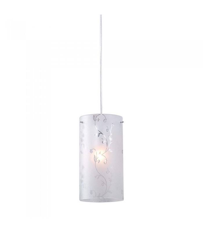 Modern Hanging Pendant Chrome 1 Light  with Fabric Shade, E27 - 2