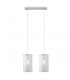 Modern Hanging Pendant Chrome 2 Light  with Fabric Shade, E27 - 1