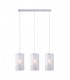 Modern Hanging Pendant Chrome 3 Light  with Fabric Shade, E27 - 1