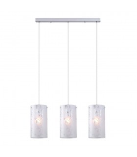 Modern Hanging Pendant Chrome 3 Light  with Fabric Shade, E27 - 1