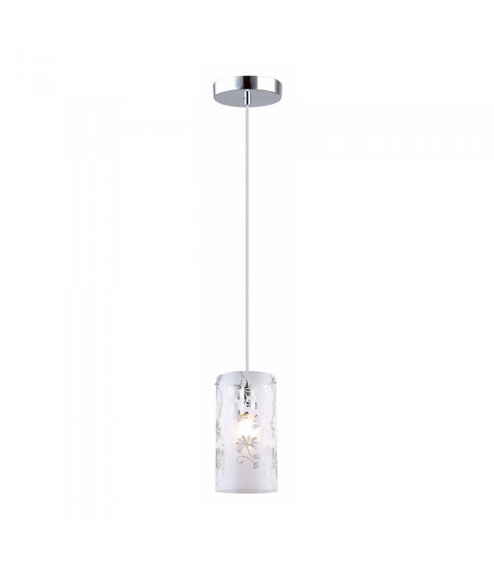 Modern Hanging Pendant Chrome 1 Light  with Matt Shade, E27 - 1