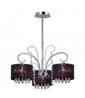 Hanging Pendant Fixed Black 3 Light  with Crystal Shade, E14 - 1