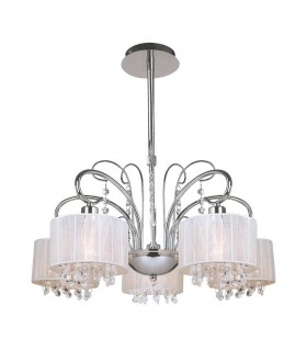 Hanging Pendant Fixed Chrome 5 Light  with Crystal Shade, E14 - 1