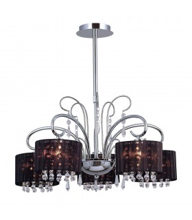 Hanging Pendant Fixed Black 5 Light  with Crystal Shade, E14 - 1