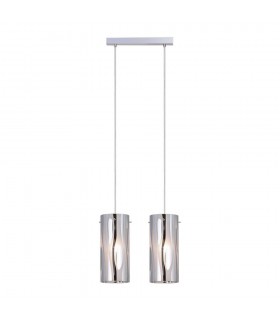 Modern Hanging Pendant Chrome 2 Light , E27 - 1