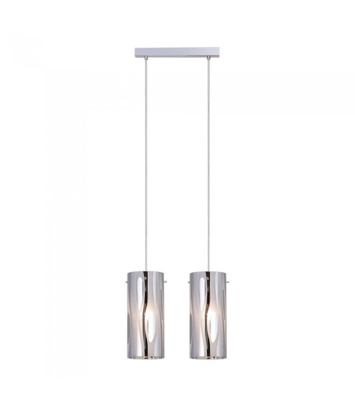 Modern Hanging Pendant Chrome 2 Light , E27 - 1