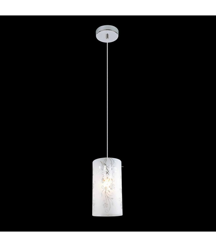 Modern Hanging Pendant Chrome 1 Light  with Matt Shade, E27 - 1