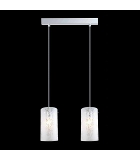 Modern Hanging Pendant Chrome 2 Light  with Matt Shade, E27 - 1