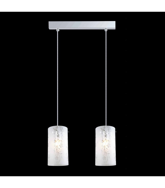 Modern Hanging Pendant Chrome 2 Light  with Matt Shade, E27 - 1