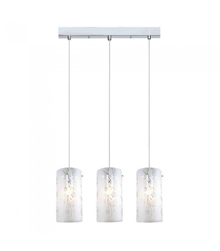 Modern Hanging Pendant Chrome 3 Light  with Matt Shade, E27 - 1