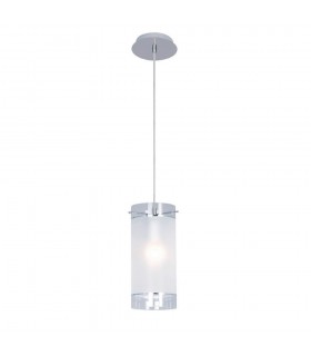 Modern Hanging Pendant Chrome 1 Light  with Matt Shade, E27 - 1