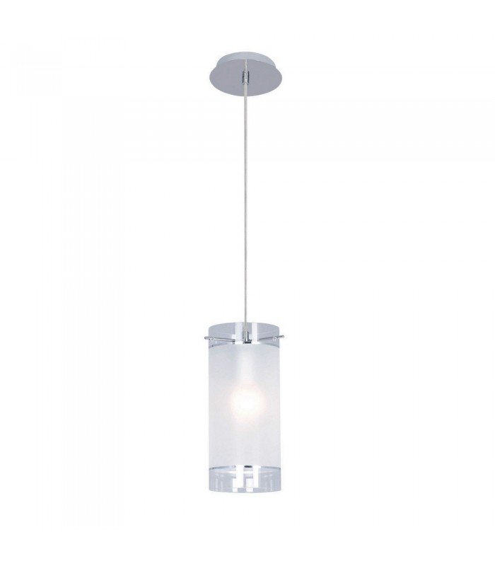 Modern Hanging Pendant Chrome 1 Light  with Matt Shade, E27 - 1