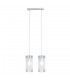Modern Hanging Pendant Chrome 2 Light  with Matt Shade, E27 - 1