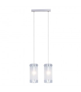 Modern Hanging Pendant Chrome 2 Light  with Matt Shade, E27 - 1