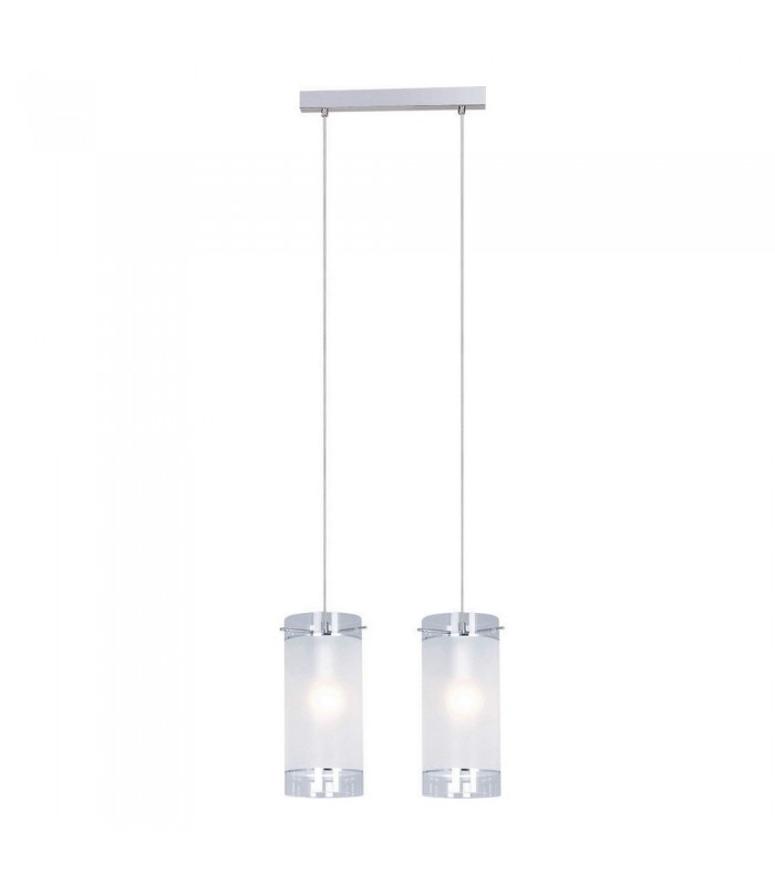 Modern Hanging Pendant Chrome 2 Light  with Matt Shade, E27 - 1