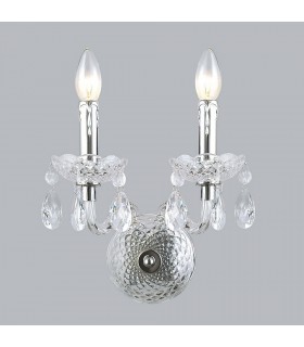 Classic Wall Lamp Chrome 2 Light  with Clear Shade, E14 - 1