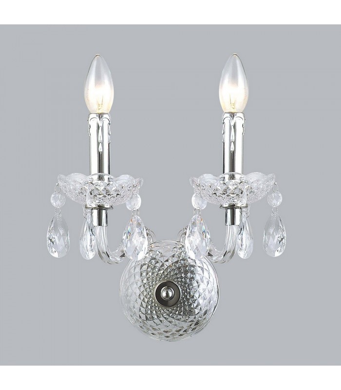 Classic Wall Lamp Chrome 2 Light  with Clear Shade, E14 - 1