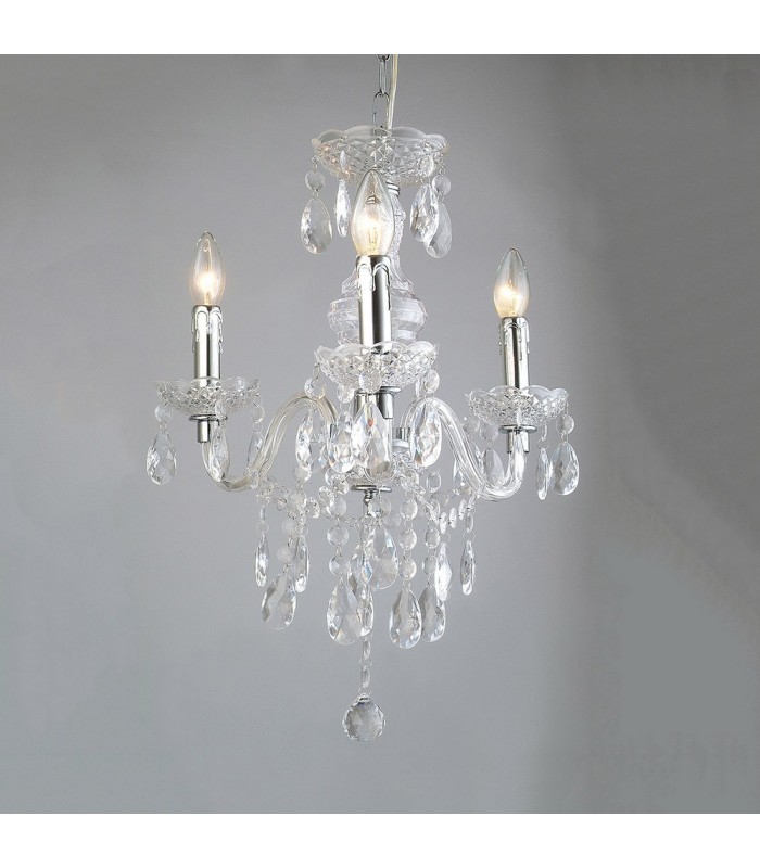 Classic Chandeliers Chrome 3 Light  with Clear Shade, E14 - 1