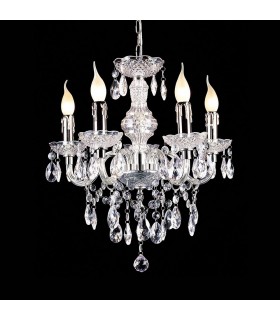 Classic Chandeliers Chrome 5 Light  with Clear Shade, E14 - 1