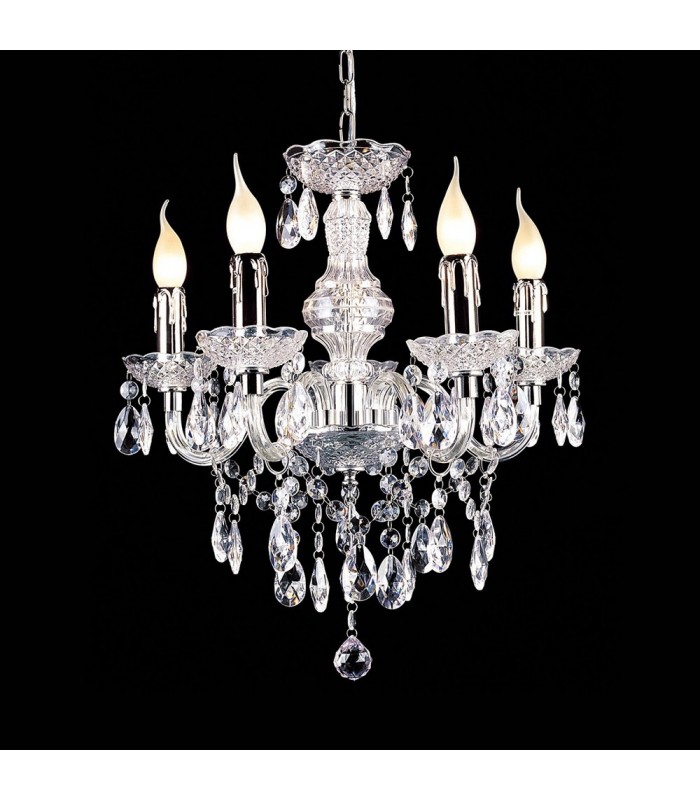 Classic Chandeliers Chrome 5 Light  with Clear Shade, E14 - 1