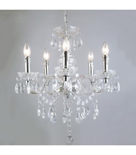 Classic Chandeliers Chrome 5 Light  with Clear Shade, E14 - 2