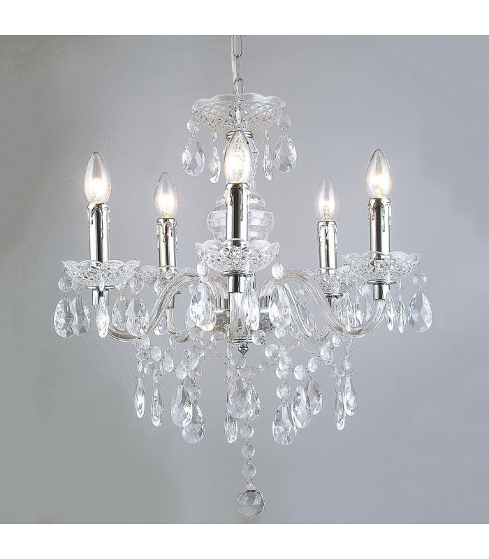 Classic Chandeliers Chrome 5 Light  with Clear Shade, E14 - 2