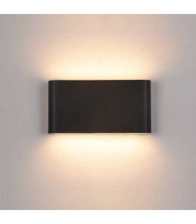 Modern LED Outdoor Wall Lamp Black, Warm White 3000K 720lm, IP44 - 1