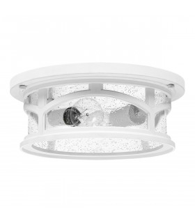 Outdoor 2 Light Flush Mount, White, IP44, E27 - 2