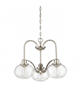 3 Light Chandelier, Brushed Nickel, E27 - 2