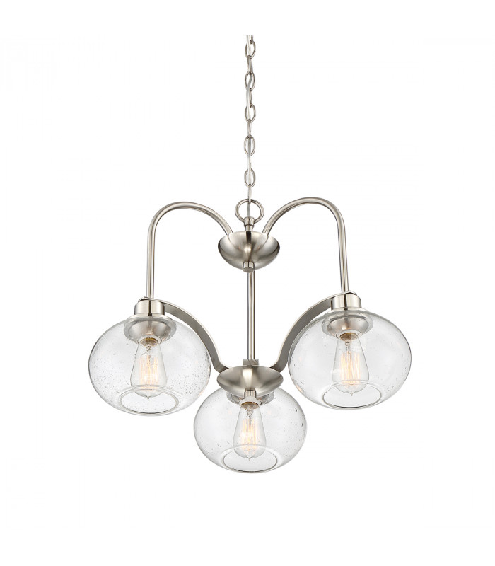 3 Light Chandelier, Brushed Nickel, E27 - 3