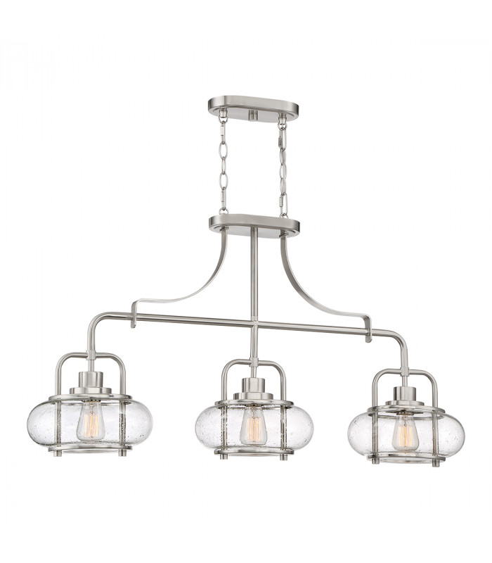 3 Light Island Pendant Brushed Nickel E27
