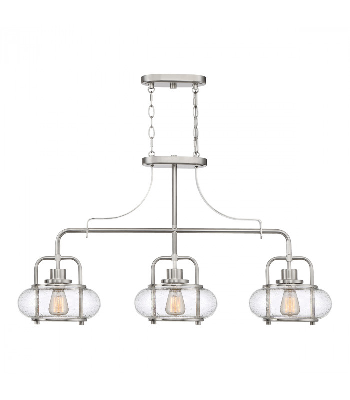 3 Light Island Pendant, Brushed Nickel, E27 - 3