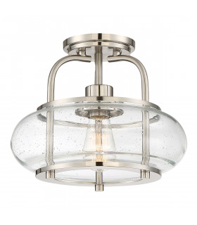 1 Light Semi-Flush Mount Brushed Nickel E27