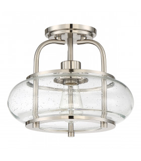 1 Light Semi-Flush Mount, Brushed Nickel, E27 - 2