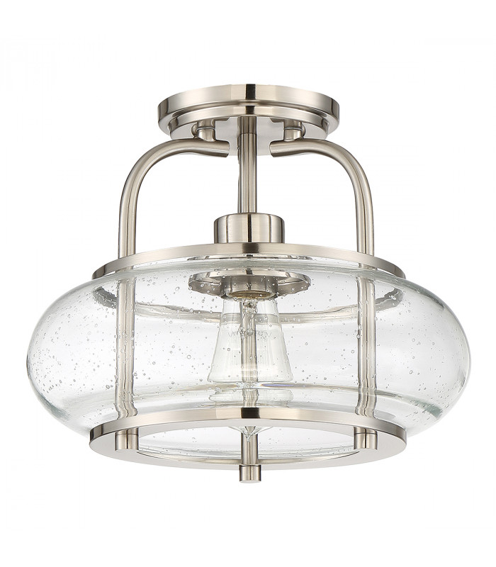 1 Light Semi-Flush Mount, Brushed Nickel, E27 - 2