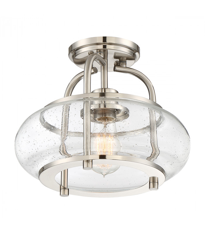 1 Light Semi-Flush Mount, Brushed Nickel, E27 - 4