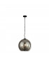 3 Light Smoked Glass Ball Pendant - Black Chrome