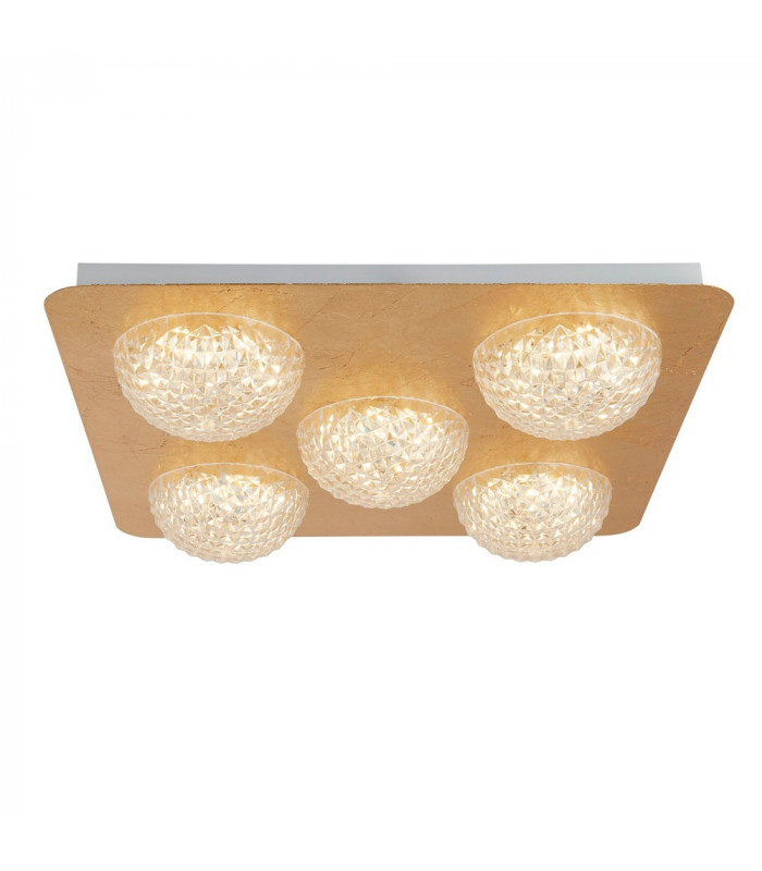 5 Light Led Ceiling Light - Gold Leaf With Clear Acrylic