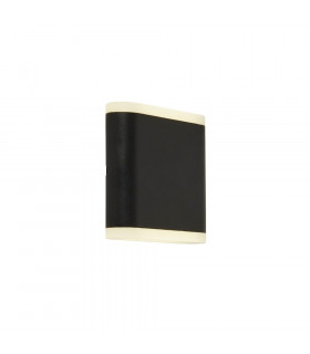 Led Up Down Wall Light - Matt Black With Frosted Diffuser