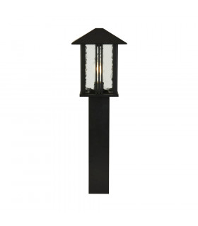1 Light Outdoor Post (740mm Height) - Black With Water Glass