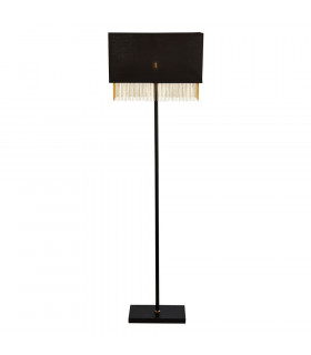 1 Light Floor Lamp - Black Shade With Gold Chain