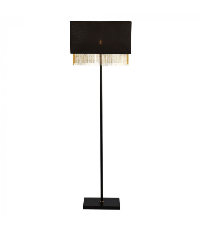 1 Light Floor Lamp - Black Shade With Gold Chain
