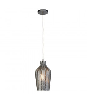 1 Light Pendant With Smoked Ribbed Glass - Chrome