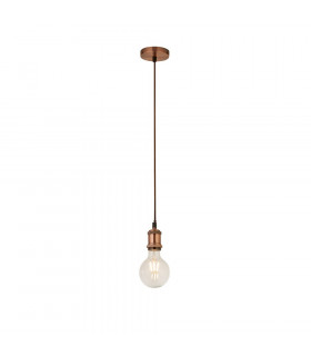 Copper 1 Light Cable Suspension With 1.5Mtr Brown Textile Cable