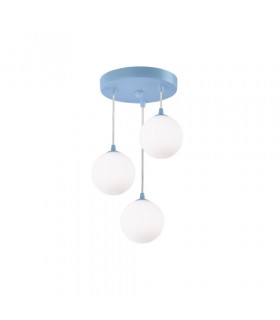 3 Light Pendant, Blue  With Opal Glass - 1