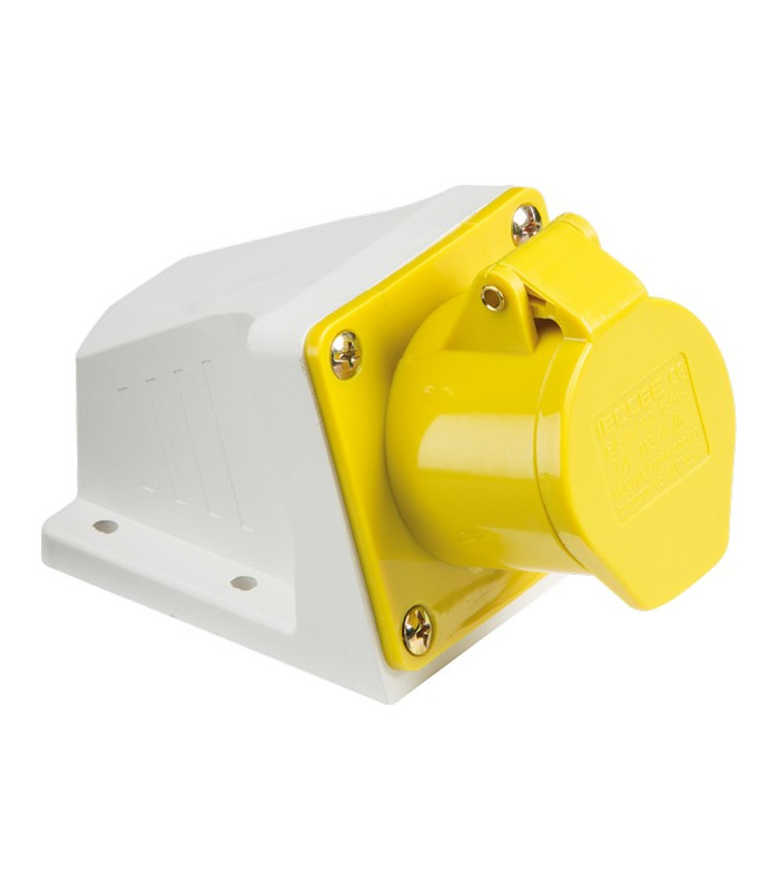 110V IP44 16A Angled Surface Mount Socket 2P+E